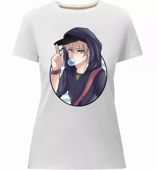 Жіноча преміум футболка Boy with bubble gum Білий фото