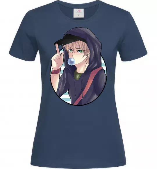 Женская футболка Boy with bubble gum Темно-синий фото