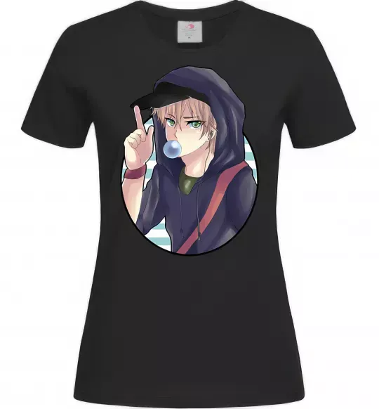 Женская футболка Boy with bubble gum Черный фото