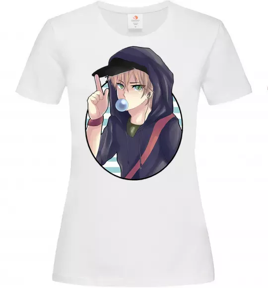 Женская футболка Boy with bubble gum Белый фото