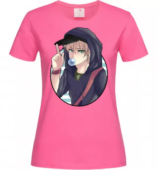 Женская футболка Boy with bubble gum Ярко-розовый фото