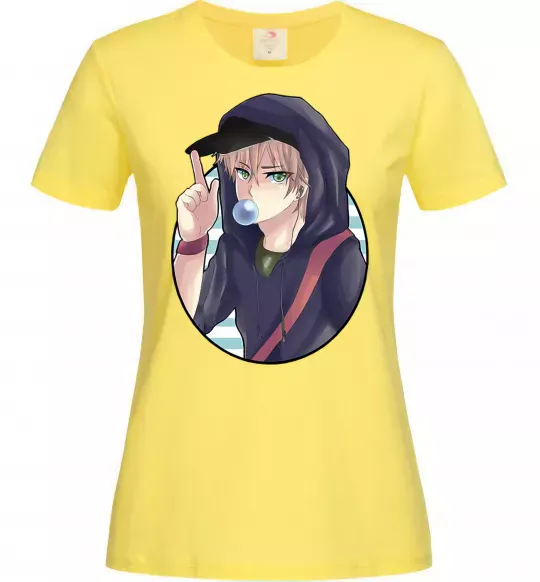 Женская футболка Boy with bubble gum Лимонный фото