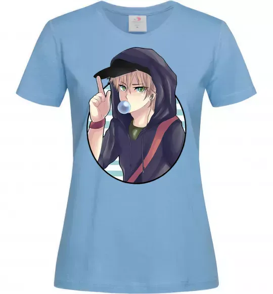 Женская футболка Boy with bubble gum Голубой фото