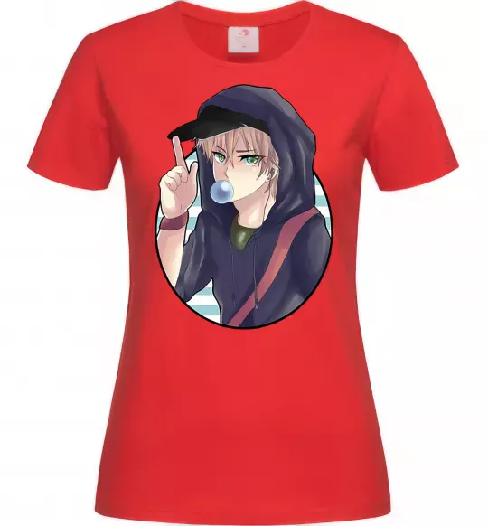 Женская футболка Boy with bubble gum Красный фото