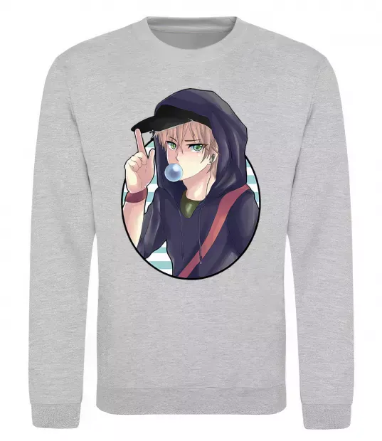 Свитшот Boy with bubble gum Серый меланж фото