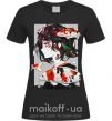 Женская футболка Anime fish and girl Черный фото