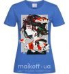 Женская футболка Anime fish and girl Ярко-синий фото