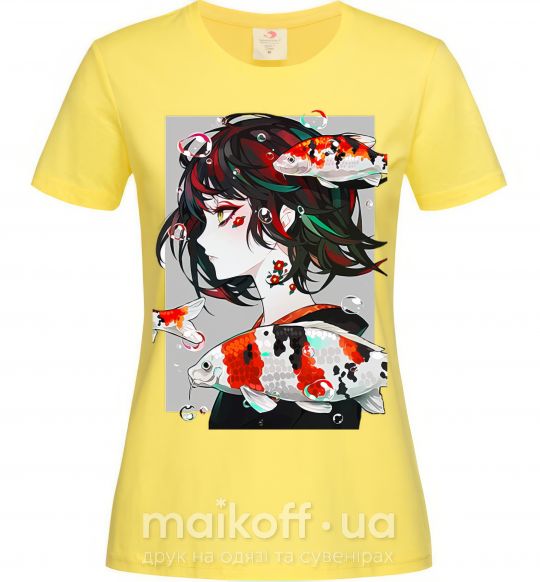 Жіноча футболка Anime fish and girl Лимонний фото