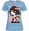 Женская футболка Anime fish and girl Голубой фото