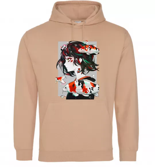 Жіноча толстовка (худі) Anime fish and girl Пісочний фото