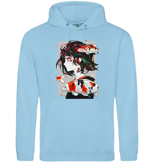 Женская толстовка (худи) Anime fish and girl Голубой фото