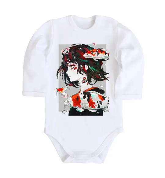 Дитячий бодік Anime fish and girl Білий фото