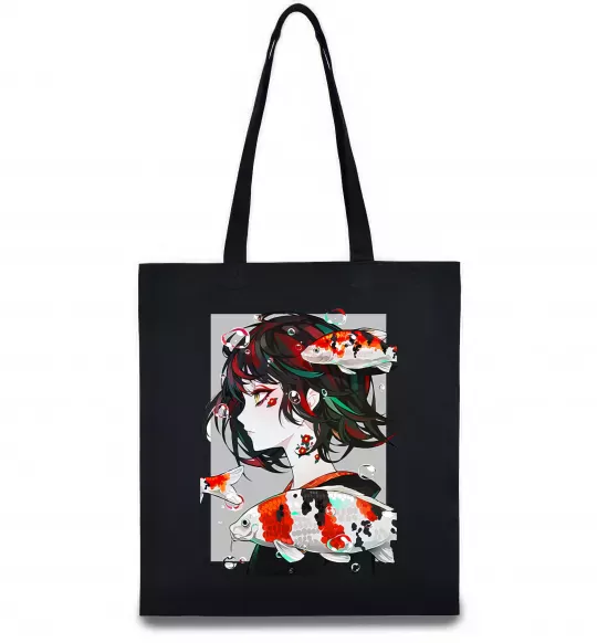 Еко-сумка Anime fish and girl Чорний фото