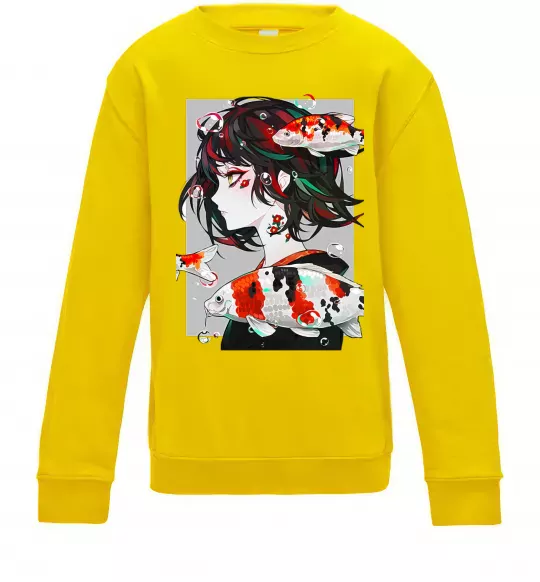 Детский Свитшот Anime fish and girl Солнечно желтый фото