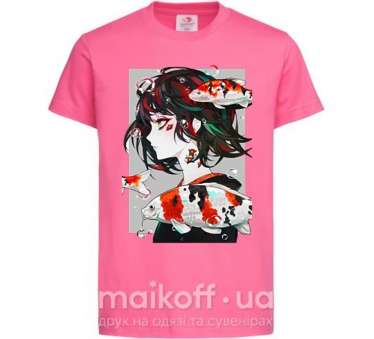 Дитяча футболка Anime fish and girl Яскраво-рожевий фото