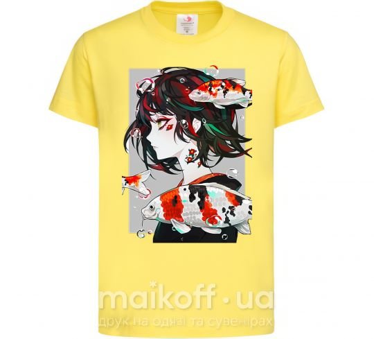 Дитяча футболка Anime fish and girl Лимонний фото