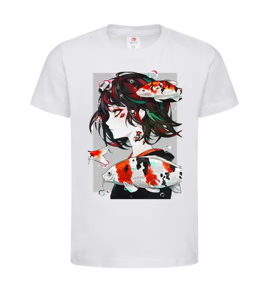 Детская футболка Anime fish and girl Белый фото