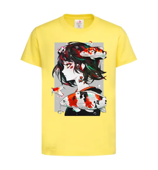Детская футболка Anime fish and girl Лимонный фото
