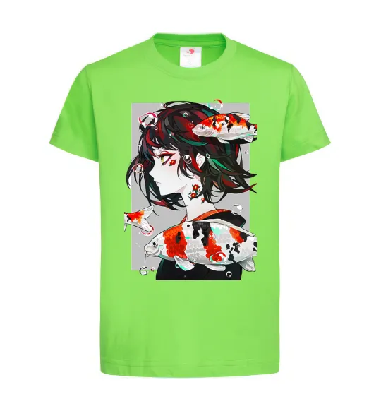 Детская футболка Anime fish and girl Лаймовый фото