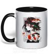 Чашка с цветной ручкой Anime fish and girl Черный фото
