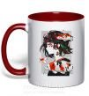 Чашка с цветной ручкой Anime fish and girl Красный фото