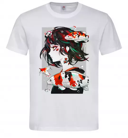 Чоловіча футболка Anime fish and girl Білий фото