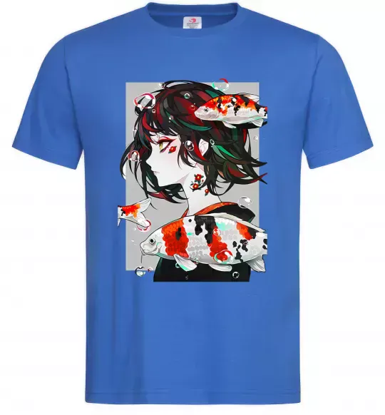 Чоловіча футболка Anime fish and girl Яскраво-синій фото