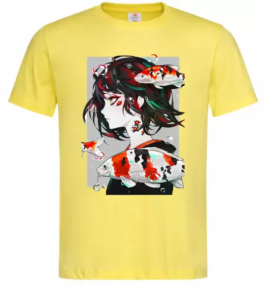 Чоловіча футболка Anime fish and girl Лимонний фото