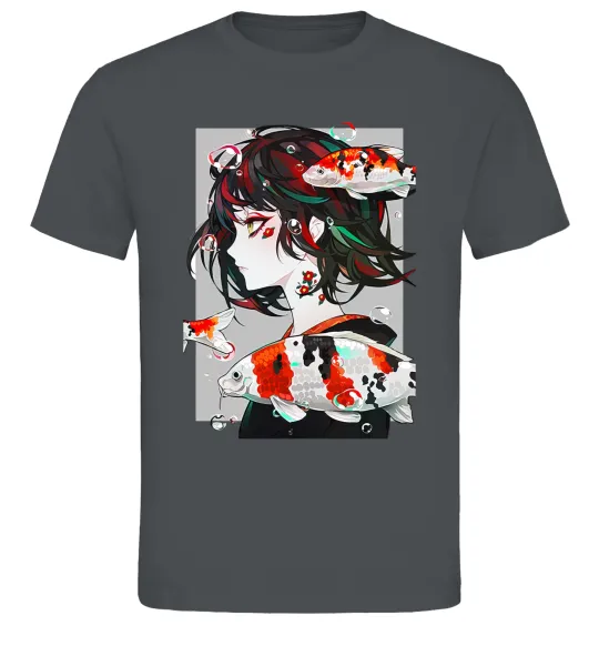 Чоловіча футболка Anime fish and girl Графіт фото