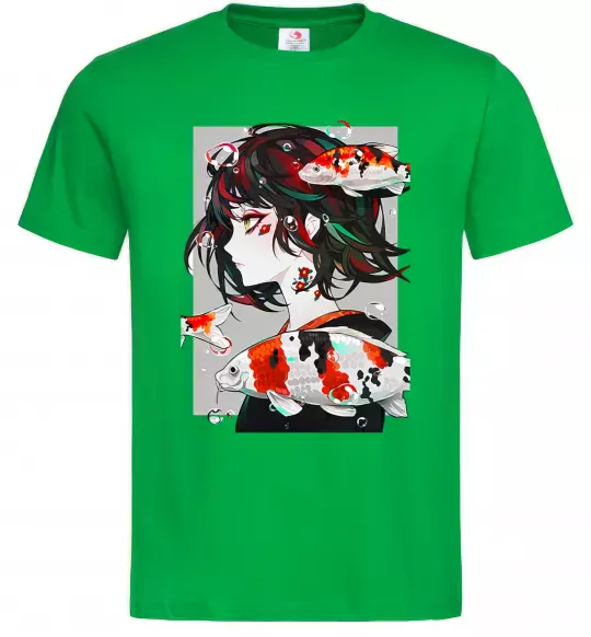 Чоловіча футболка Anime fish and girl Зелений фото