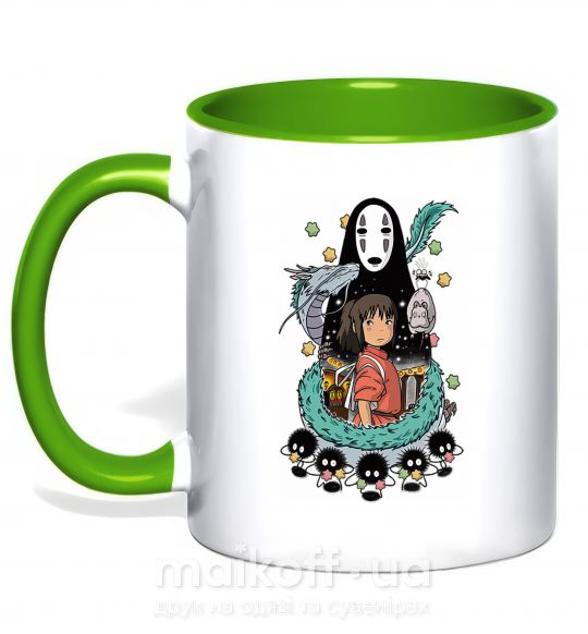 Чашка с цветной ручкой Унесенные призраками Зеленый фото