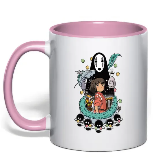 Чашка с цветной ручкой Віднесені примарами Нежно розовый фото