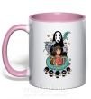 Чашка с цветной ручкой Унесенные призраками Нежно розовый фото