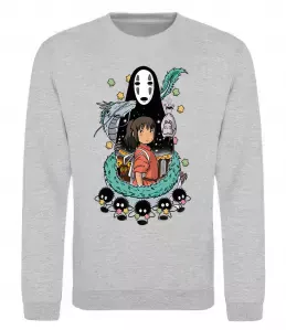 Свитшот Волчица и пряности украинка аниме Серый меланж фото