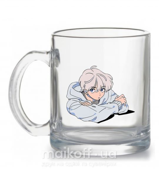 Чашка скляна Anime art boy Прозорий фото