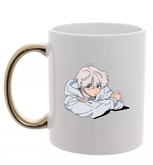 Чашка с цветной ручкой Anime art boy Золото фото