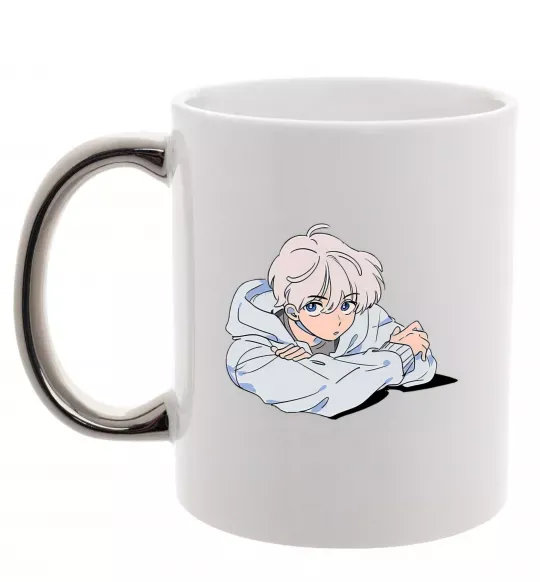 Чашка с цветной ручкой Anime art boy Серебро фото