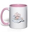 Чашка з кольоровою ручкою Anime art boy Ніжно рожевий фото