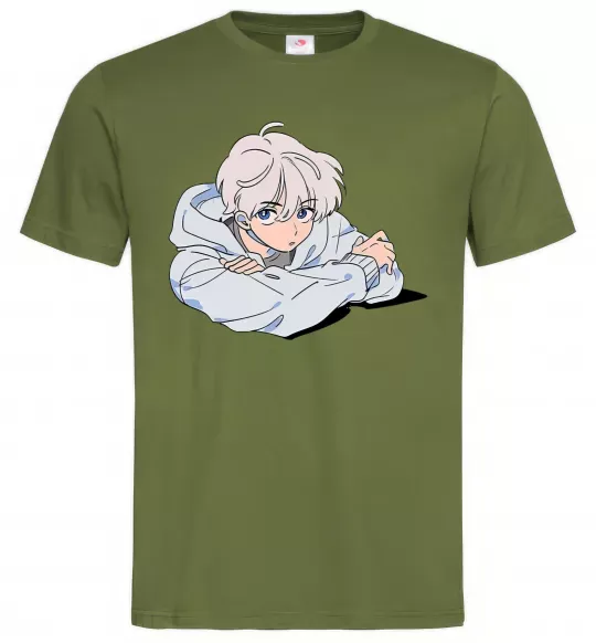 Чоловіча футболка Anime art boy Оливковий фото