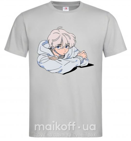 Мужская футболка Anime art boy Серый фото