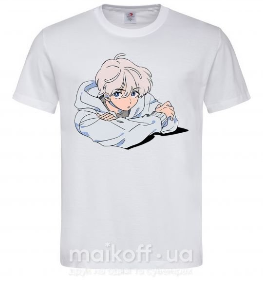 Мужская футболка Anime art boy Белый фото