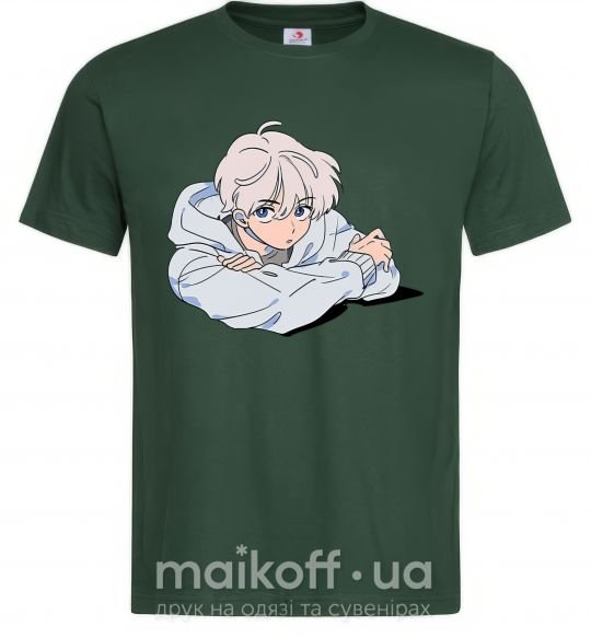 Мужская футболка Anime art boy Темно-зеленый фото