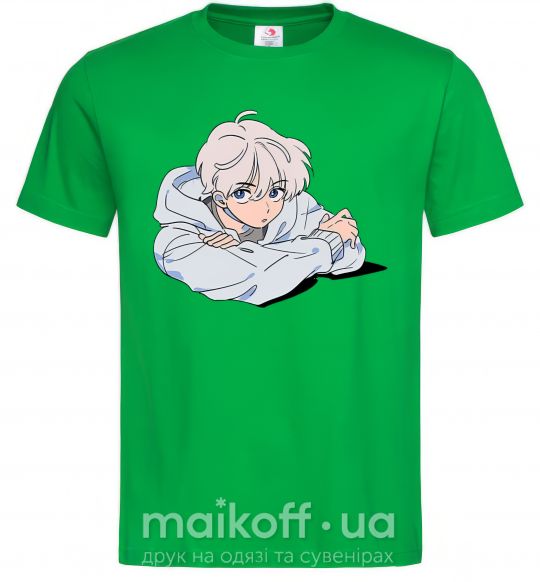 Мужская футболка Anime art boy Зеленый фото