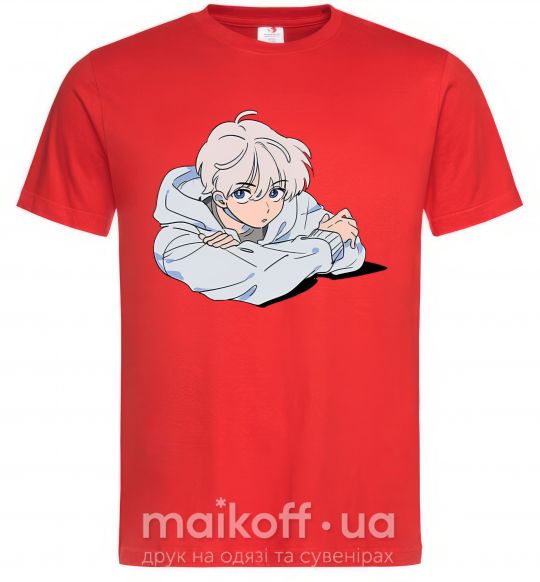 Мужская футболка Anime art boy Красный фото