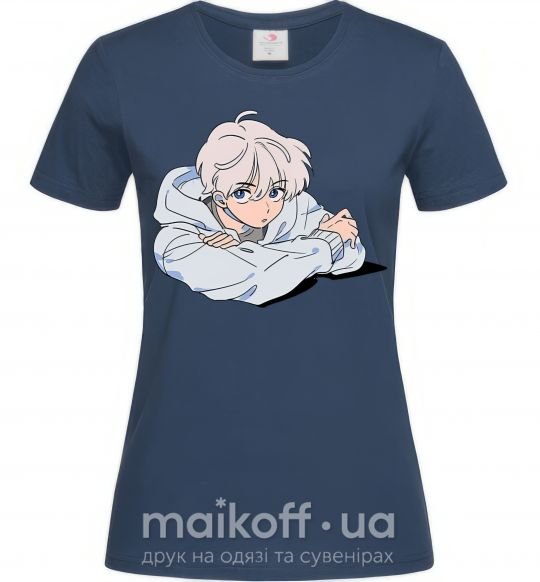 Женская футболка Anime art boy Темно-синий фото