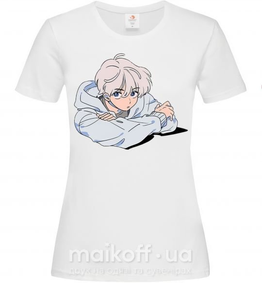 Женская футболка Anime art boy Белый фото