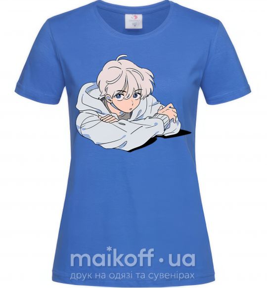 Жіноча футболка Anime art boy Яскраво-синій фото
