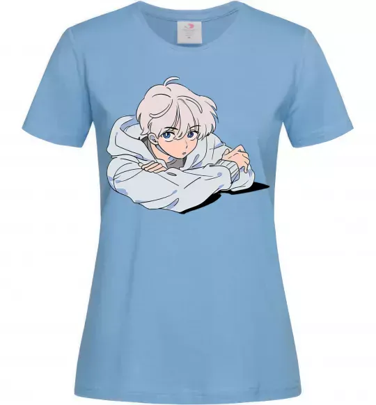 Жіноча футболка Anime art boy Блакитний фото