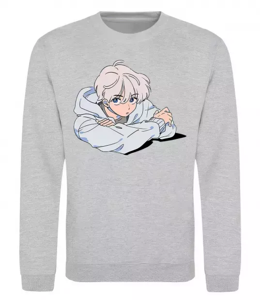 Свитшот Anime art boy Серый меланж фото