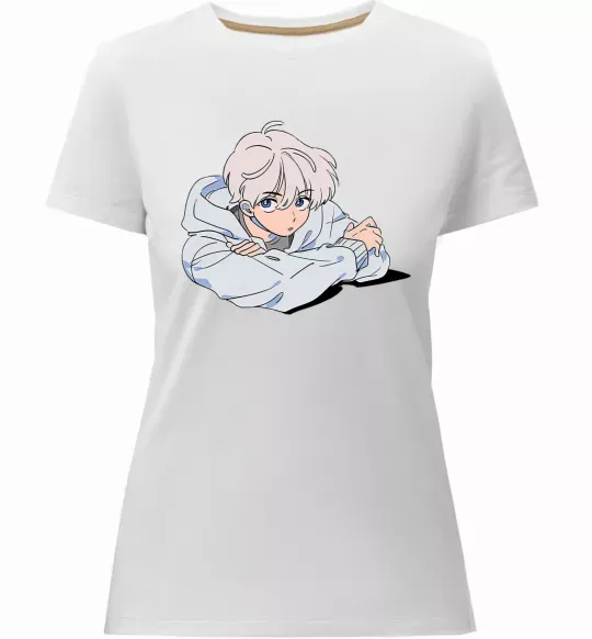 Жіноча преміум футболка Anime art boy Білий фото